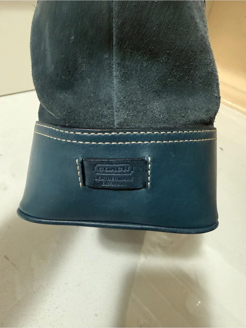 Suede and leather handbag, Coach Hampton satchel